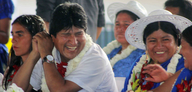 Evo Morales bei einer festlichen Veranstaltung in LaPaz